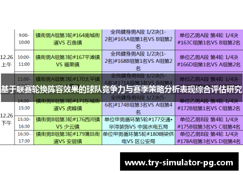 基于联赛轮换阵容效果的球队竞争力与赛季策略分析表现综合评估研究